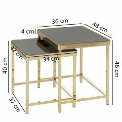 Red Living Beistelltisch Vilho (2er-Set) - Glas / Metall - Schwarz / Gold -WOHNZIMMERMÖBEL Verkäufe 1000296367 210929 063329000596 SKETCH DETAILS P000000001000296367 sketch