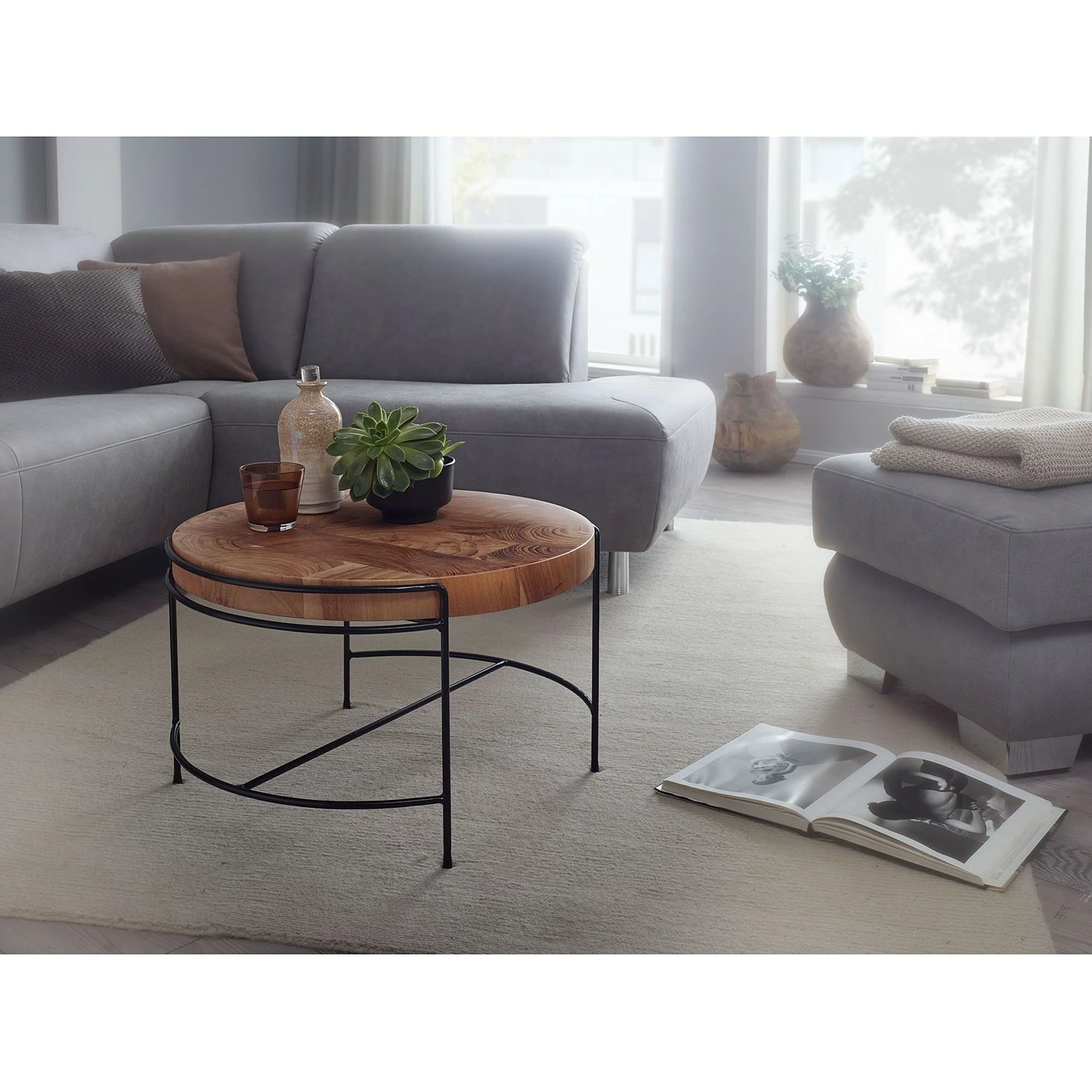 Red Living Couchtisch Cabarita - Akazie massiv / Metall - Akazie / Schwarz 2 Red Living Couchtisch Cabarita - Akazie massiv / Metall - Akazie / Schwarz – Bild 2