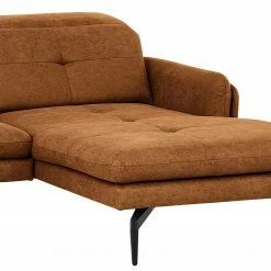 Loftscape Ecksofa Bosley - Antiklederlook - Microfaser Priya: Cognac - Longchair davorstehend rechts - Mit Hocker -WOHNZIMMERMÖBEL Verkäufe 1000296745 211018 10240000913 DETAILS P000000001000296745
