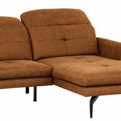 Loftscape Ecksofa Bosley - Antiklederlook - Microfaser Priya: Cognac - Longchair davorstehend rechts - Mit Hocker -WOHNZIMMERMÖBEL Verkäufe 1000296745 211018 10240100924 DETAILS P000000001000296745