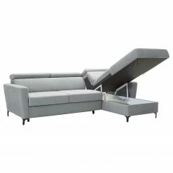 Fredriks Ecksofa Landaff I - Webstoff Sioma: Hellgrau - Longchair davorstehend rechts - Mit Schlaffunktion - Ohne Hocker -WOHNZIMMERMÖBEL Verkäufe 1000296839 211018 10244801721 DETAILS P000000001000296839