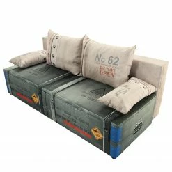 Mooved Schlafsofa Gabun - Flachgewebe - Grauweiß - Keine Unterfederung