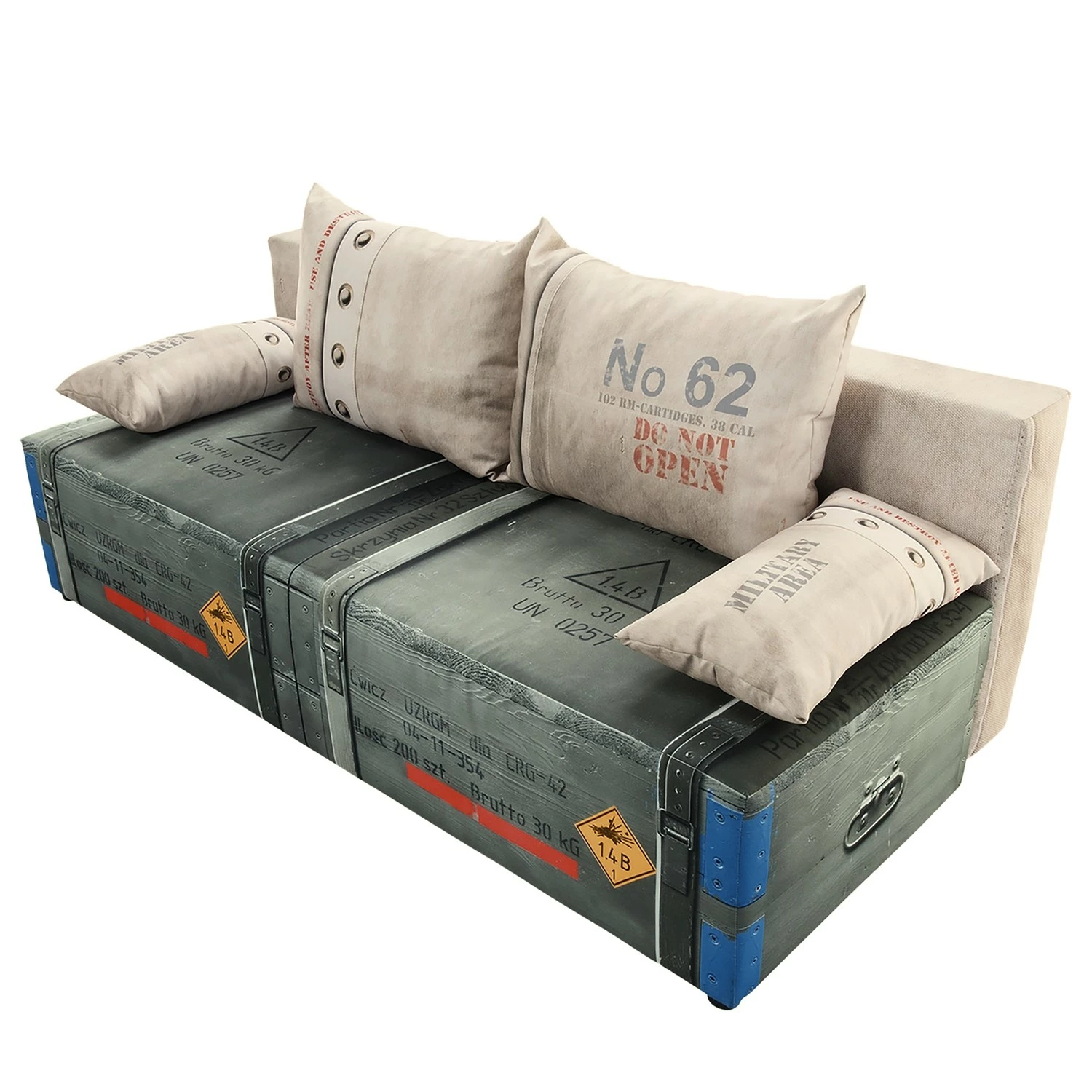 Mooved Schlafsofa Gabun - Flachgewebe - Grauweiß - Keine Unterfederung 1 Mooved Schlafsofa Gabun - Flachgewebe - Grauweiß - Keine Unterfederung