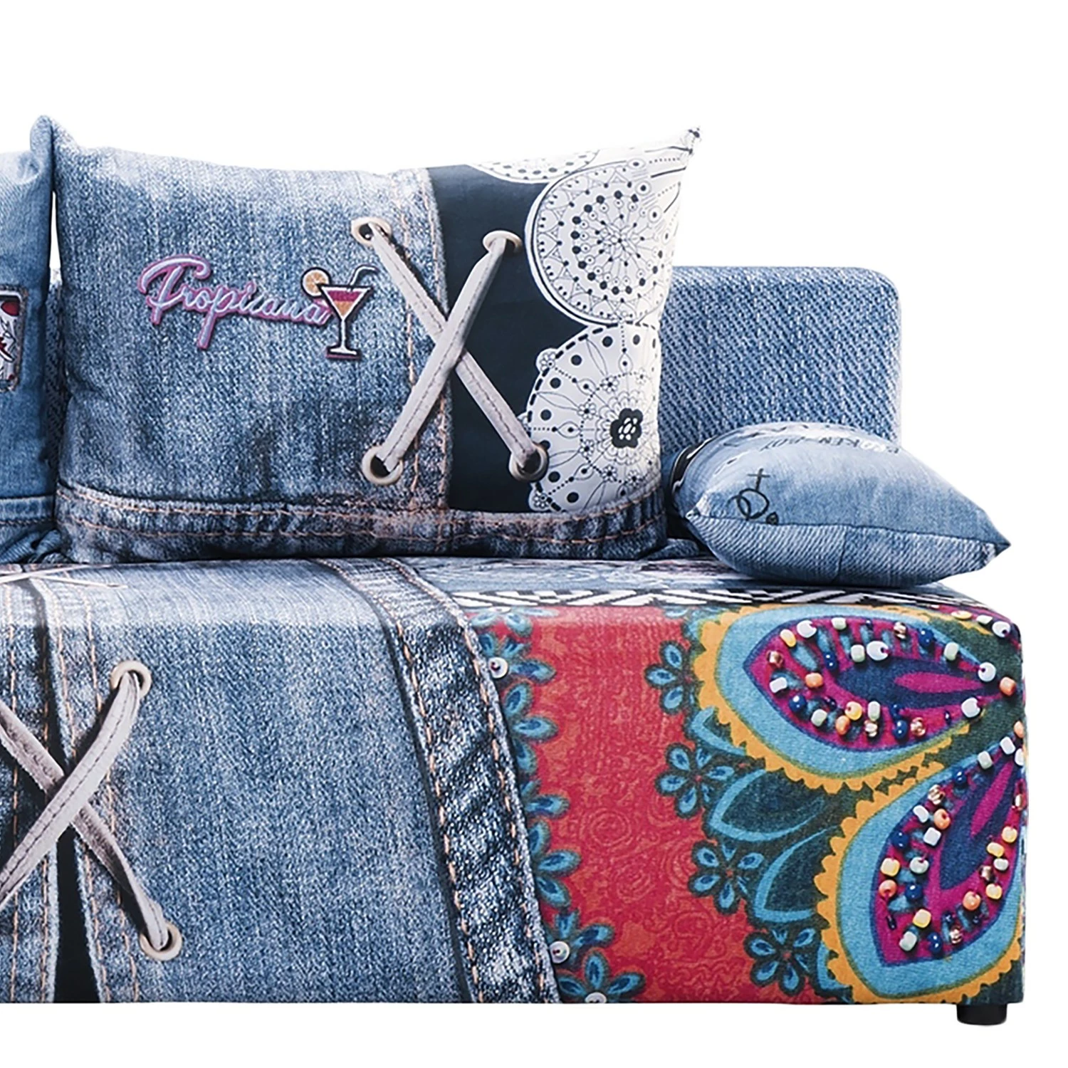 Mooved Schlafsofa Gabun - Flachgewebe - Blau / Rot - Wellenunterfederung 8 Mooved Schlafsofa Gabun - Flachgewebe - Blau / Rot - Wellenunterfederung – Bild 8