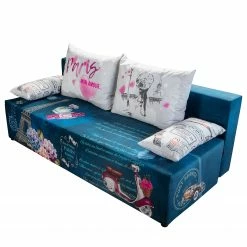 Mooved Schlafsofa Gabun - Flachgewebe - Blau / Weiß - Keine Unterfederung