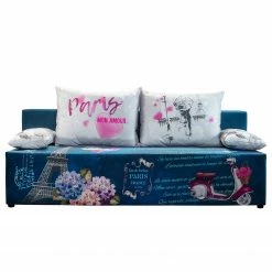 Mooved Schlafsofa Gabun - Flachgewebe - Blau / Weiß - Keine Unterfederung -WOHNZIMMERMÖBEL Verkäufe 1000296953 211018 10253002445 DETAILS P000000001000296953