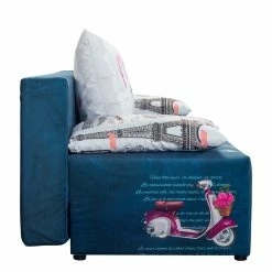 Mooved Schlafsofa Gabun - Flachgewebe - Blau / Weiß - Keine Unterfederung -WOHNZIMMERMÖBEL Verkäufe 1000296953 211018 10253002456 DETAILS P000000001000296953