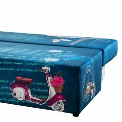 Mooved Schlafsofa Gabun - Flachgewebe - Blau / Weiß - Keine Unterfederung -WOHNZIMMERMÖBEL Verkäufe 1000296953 211018 10253002489 DETAILS P000000001000296953