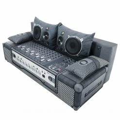 Mooved Schlafsofa Gabun - Flachgewebe - Blau / Silber - Wellenunterfederung