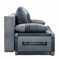 Mooved Schlafsofa Gabun - Flachgewebe - Blau / Silber - Wellenunterfederung -WOHNZIMMERMÖBEL Verkäufe 1000296971 211018 10254002621 DETAILS P000000001000296971