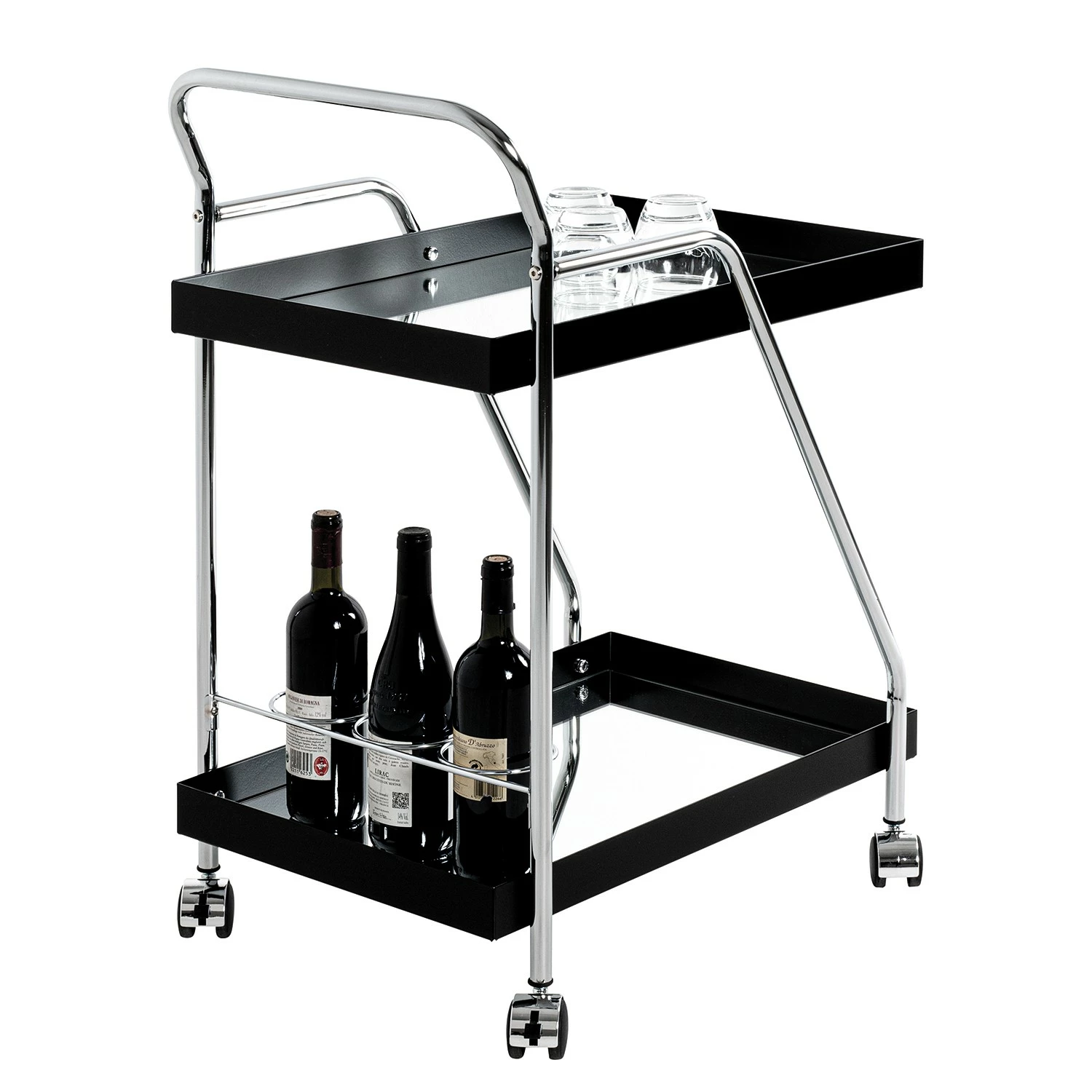 Loftscape Servierwagen Altamura - Glas / Metall - Schwarz / Chrom 4 Loftscape Servierwagen Altamura - Glas / Metall - Schwarz / Chrom – Bild 4