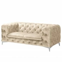 Red Living Sofa Merlin (2-Sitzer) - Samt Tomi: Creme