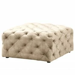 Red Living Polsterhocker Merlin - Samt Tomi: Creme