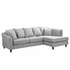 Red Living Ecksofa Lovis - Webstoff Jazy: Hellgrau - Ottomane davorstehend rechts