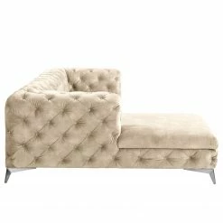 Ecksofa Merlin II - Samt Tomi: Creme - Longchair davorstehend links -WOHNZIMMERMÖBEL Verkäufe 1000299174 211214 18052303007 DETAILS P000000001000299174