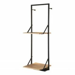 Red Living Wandregal Legno II - Inkl. Beleuchtung - Eukalytpus massiv / Metall - Eukalyptus / Schwarz