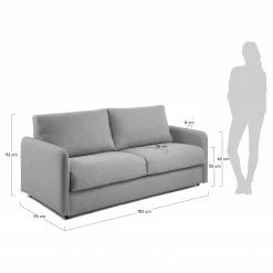 Loftscape Schlafsofa Jobo - Chenille - Chenille Chaja: Hellgrau - Breite: 182 cm -WOHNZIMMERMÖBEL Verkäufe 1000300360 211229 15021300616 SKETCH DETAILS P000000001000300360 sketch