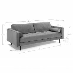 Loftscape Sofa Lazac (3-Sitzer) - Samt Juin: Grau -WOHNZIMMERMÖBEL Verkäufe 1000300366 211229 15021700669 SKETCH DETAILS P000000001000300366 sketch