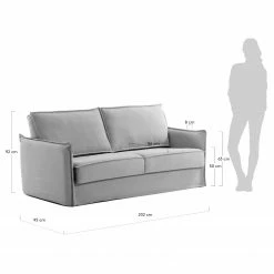Loftscape Schlafsofa Gunn - Leinen - Leinen Blina: Hellgrau - Breite: 202 cm -WOHNZIMMERMÖBEL Verkäufe 1000300388 211229 15023300965 SKETCH DETAILS P000000001000300388 sketch
