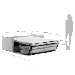 Loftscape Schlafsofa Gunn - Leinen - Leinen Blina: Hellgrau - Breite: 202 cm -WOHNZIMMERMÖBEL Verkäufe 1000300388 211229 15023300967 SKETCH DETAILS P000000001000300388 sketch