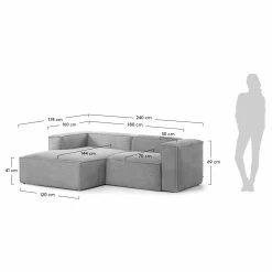 Loftscape Ecksofa Mandal II - Cordstoff Lole: Hellgrau - Longchair davorstehend links -WOHNZIMMERMÖBEL Verkäufe 1000300390 211229 15023400994 SKETCH DETAILS P000000001000300390 sketch