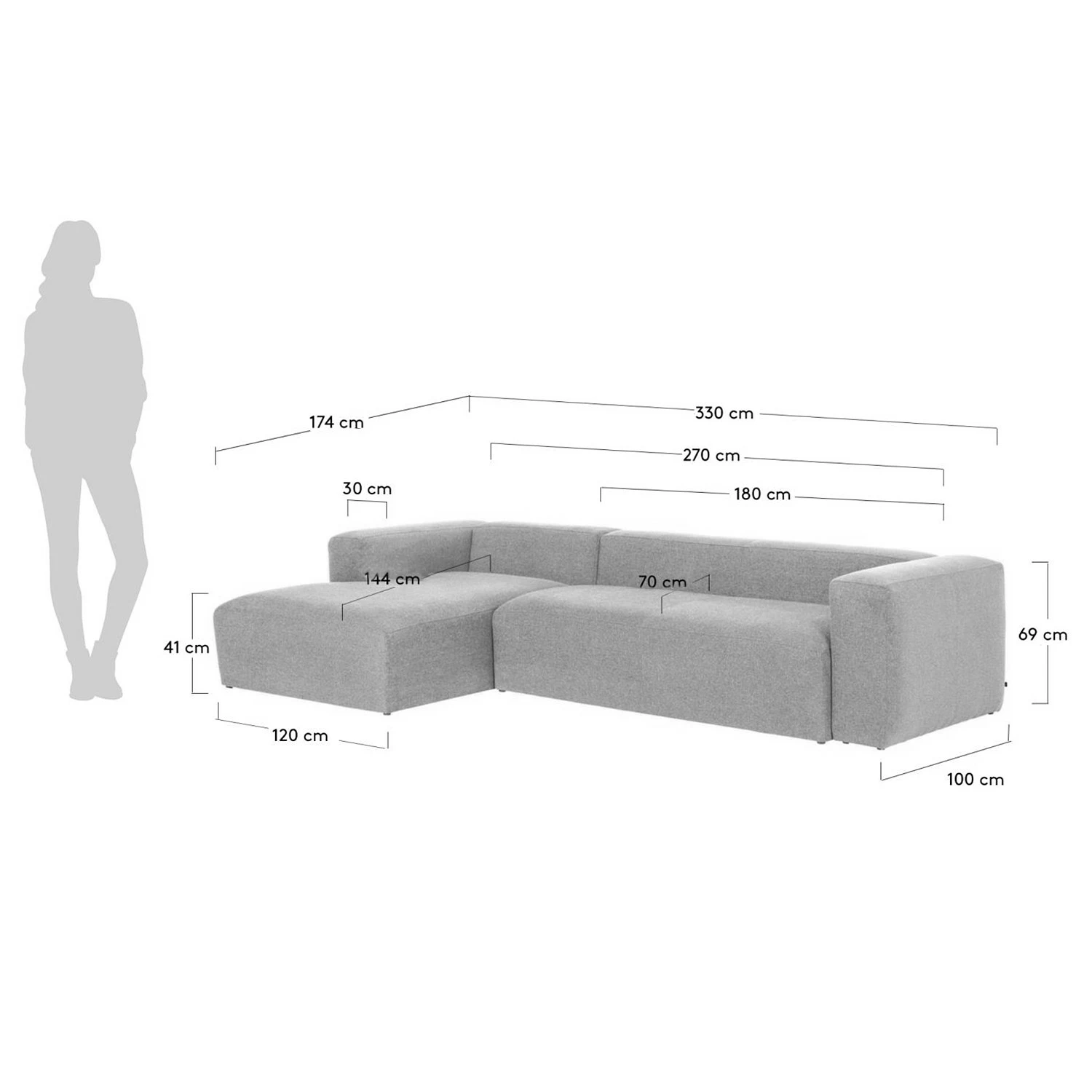 Loftscape Ecksofa Mandal I - Chenille Gratia: Beige - Longchair davorstehend links 11 Loftscape Ecksofa Mandal I - Chenille Gratia: Beige - Longchair davorstehend links – Bild 11