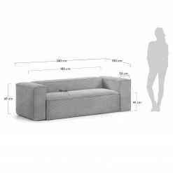 Loftscape Sofa Mandal (3-Sitzer) - Cordstoff Lole: Hellgrau -WOHNZIMMERMÖBEL Verkäufe 1000300404 211229 150255001175 SKETCH DETAILS P000000001000300404 sketch