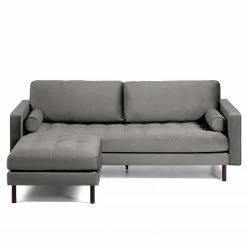 Loftscape Ecksofa Monza - Samt - Samt Juin: Grau - Breite: 222 cm - Longchair davorstehend links -WOHNZIMMERMÖBEL Verkäufe 1000300412 211229 15030700790 DETAILS P000000001000300412