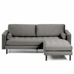 Loftscape Ecksofa Monza - Samt - Samt Juin: Grau - Breite: 222 cm - Longchair davorstehend links -WOHNZIMMERMÖBEL Verkäufe 1000300412 211229 15030700792 DETAILS P000000001000300412