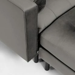 Loftscape Ecksofa Monza - Samt - Samt Juin: Grau - Breite: 222 cm - Longchair davorstehend links -WOHNZIMMERMÖBEL Verkäufe 1000300412 211229 15030700814 DETAILS P000000001000300412