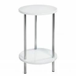 Loftscape Beistelltisch Modane - Metall - Hochglanz Weiß / Chrom