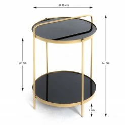 Loftscape Beistelltisch Warwick - Glas / Metall - Schwarz / Gold -WOHNZIMMERMÖBEL Verkäufe 1000300699 211015 104936000547 SKETCH DETAILS P000000001000300699 sketch