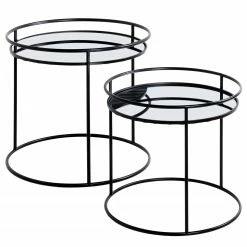 Loftscape Beistelltisch Hamlin (2er-Set) - Glas / Metall - Schwarz