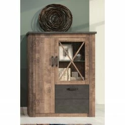 Trendteam Highboard Georgia - Dunkelgrau / Eiche Rustikal Dekor -WOHNZIMMERMÖBEL Verkäufe 1000300848 211015 12542200055 MOOD DETAILS P000000001000300848 mood