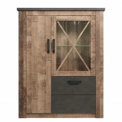 Trendteam Highboard Georgia - Dunkelgrau / Eiche Rustikal Dekor -WOHNZIMMERMÖBEL Verkäufe 1000300848 211015 12542200075 DETAILS P000000001000300848