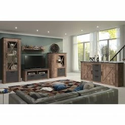 Trendteam Sideboard Georgia - Dunkelgrau / Eiche Rustikal Dekor -WOHNZIMMERMÖBEL Verkäufe 1000300860 211015 12545200136 MOOD DETAILS P000000001000300860 mood