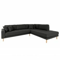Loftscape Ecksofa Cordova II - Samt - Dunkelgrau - Longchair davorstehend rechts