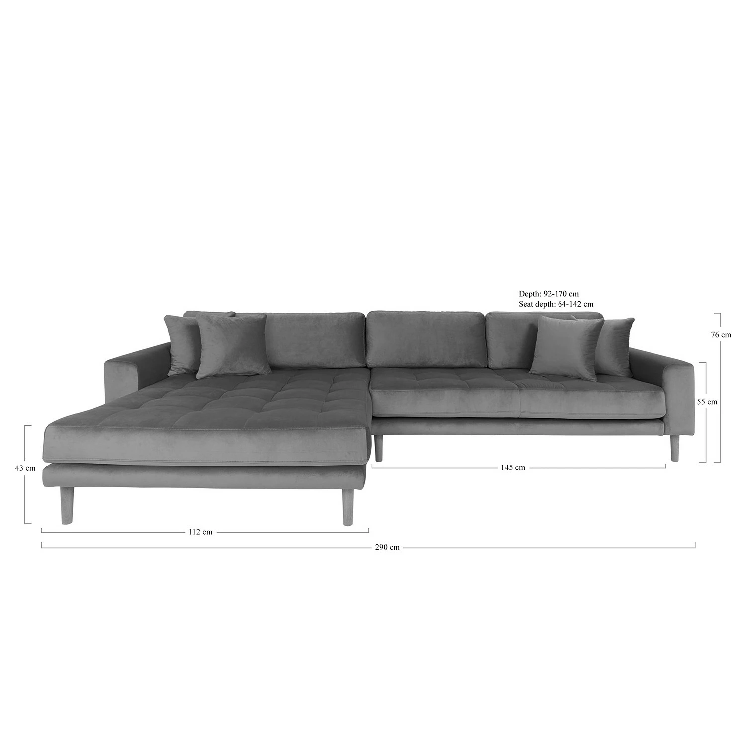 Loftscape Ecksofa Cordova I - Samt - Dunkelgrau - Ecke davorstehend links 7 Loftscape Ecksofa Cordova I - Samt - Dunkelgrau - Ecke davorstehend links – Bild 7