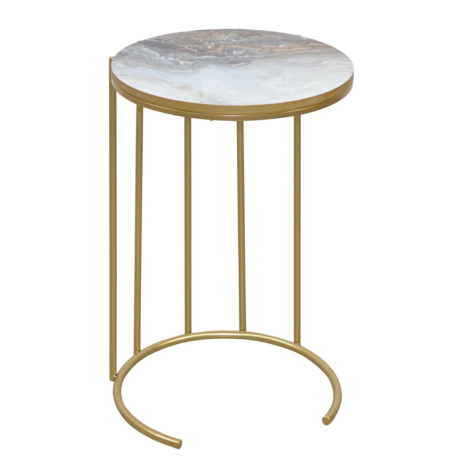 Loftscape Beistelltisch Endrup - Metall - Marmor Weiß Dekor / Gold 2 Loftscape Beistelltisch Endrup - Metall - Marmor Weiß Dekor / Gold – Bild 2