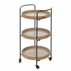 Red Living Servierwagen Gadeby - Metall - Eiche Dekor / Schwarz