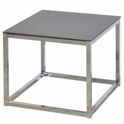 Loftscape Beistelltisch Dorfen - Glas / Metall - Schwarz / Chrrom