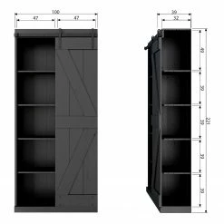 Red Living Garderobenschrank Lofou - Kiefer massiv - Kiefer Schwarz -WOHNZIMMERMÖBEL Verkäufe 1000304185 211029 12341700752 SKETCH DETAILS P000000001000304185 sketch