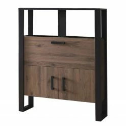 Red Living Highboard Norddal - Nussbaum Dekor / Schwarz