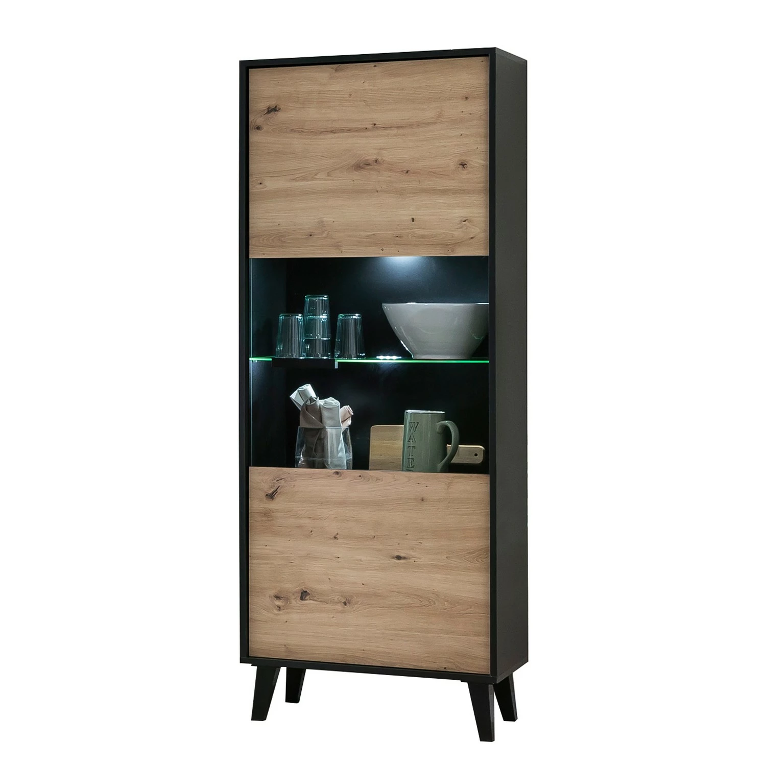 Norrwood Standvitrine Argenteuil - Eiche Artisan Dekor / Schwarz - Höhe: 171 cm 1 Norrwood Standvitrine Argenteuil - Eiche Artisan Dekor / Schwarz - Höhe: 171 cm