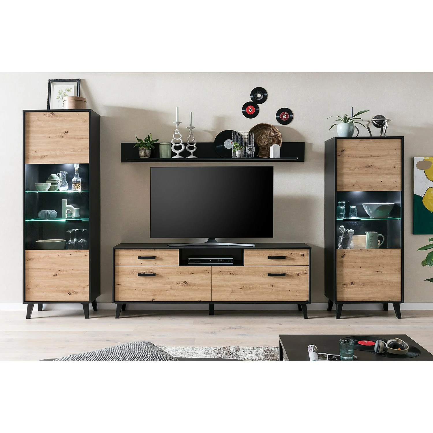 Norrwood Standvitrine Argenteuil - Eiche Artisan Dekor / Schwarz - Höhe: 171 cm 6 Norrwood Standvitrine Argenteuil - Eiche Artisan Dekor / Schwarz - Höhe: 171 cm – Bild 6