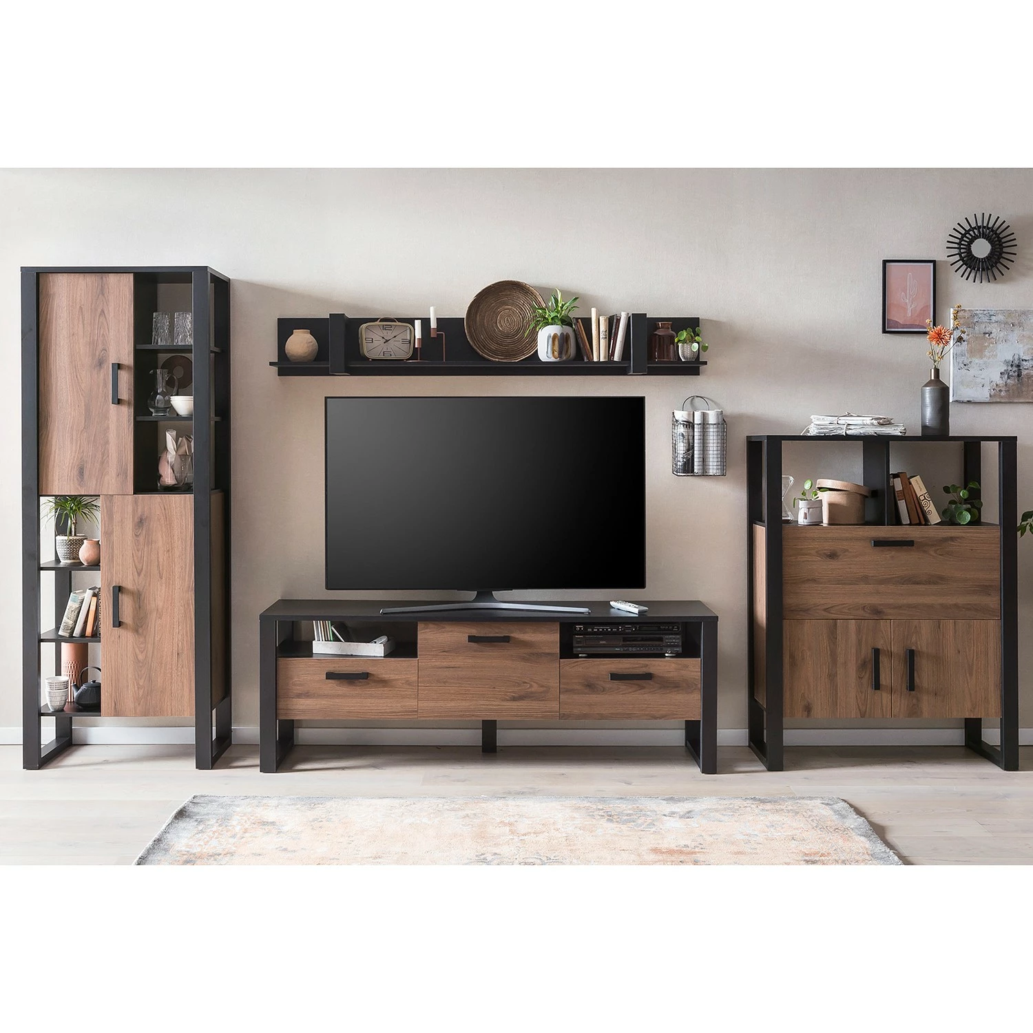 Red Living Regal Norddal I - Nussbaum Dekor / Schwarz 3 Red Living Regal Norddal I - Nussbaum Dekor / Schwarz – Bild 3