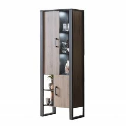 Red Living Vitrinenschrank Norddal - Nussbaum Dekor / Schwarz