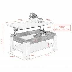 Fredriks Couchtisch Theban - Weiß / Beton Dekor -WOHNZIMMERMÖBEL Verkäufe 1000306030 211028 135853000513 SKETCH DETAILS P000000001000306030 sketch