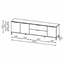 Maja Möbel TV-Lowboard Trend Wood II - Asteiche Dekor / Schwarz -WOHNZIMMERMÖBEL Verkäufe 1000306525 211102 1303420000506 SKETCH DETAILS P000000001000306525 sketch