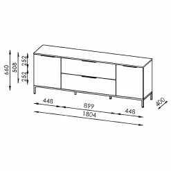 Maja Möbel TV-Lowboard Trend Wood I - Asteiche Dekor / Schwarz -WOHNZIMMERMÖBEL Verkäufe 1000306526 211102 130342000512 SKETCH DETAILS P000000001000306526 sketch